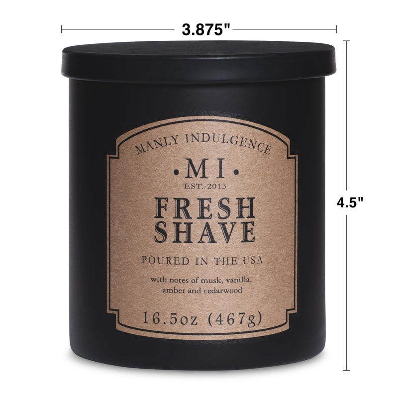 Manly Indulgence Fresh Shave Jar Candle 16.5 oz - Musk, Vanilla & Bergamot - Woodsy Amber & Cedarwood - Up to 60 Hour Burn - Soy Blend Wax, USA Poured - Image 4